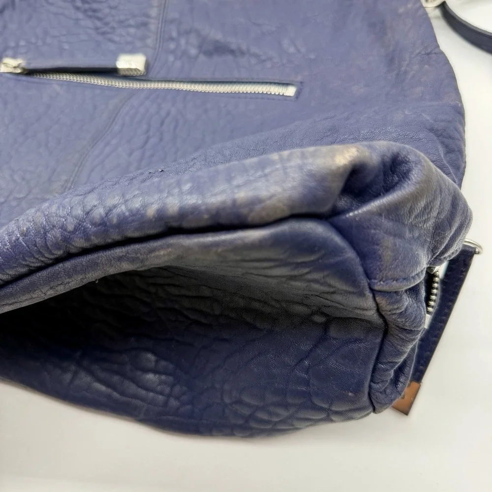 Vince Camuto Riley Hobo Bag Peacoat Blue Bubble Lamb Leather Shoulder Crossbody